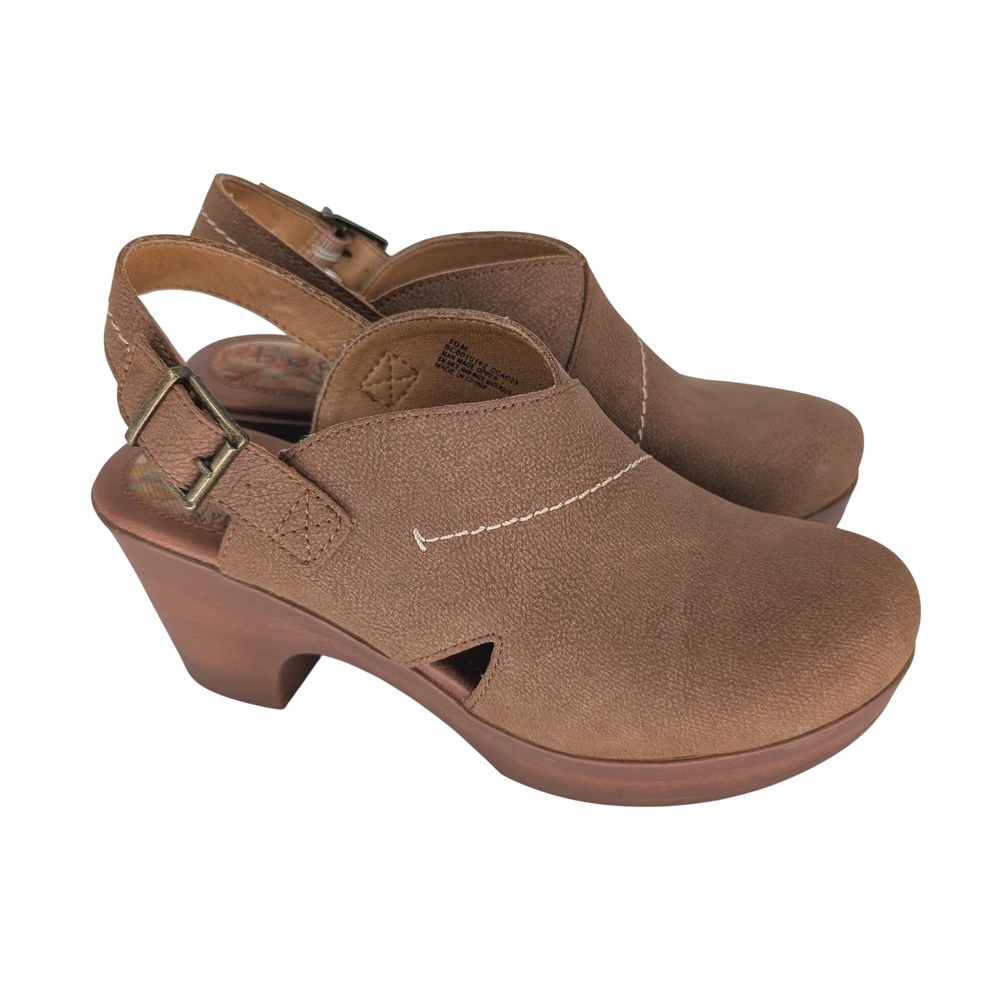 Born Cecilia Platform Clog Women 10 Tan Slingback Block Heel Boho Chic 70s Style - Picture 3 of 11